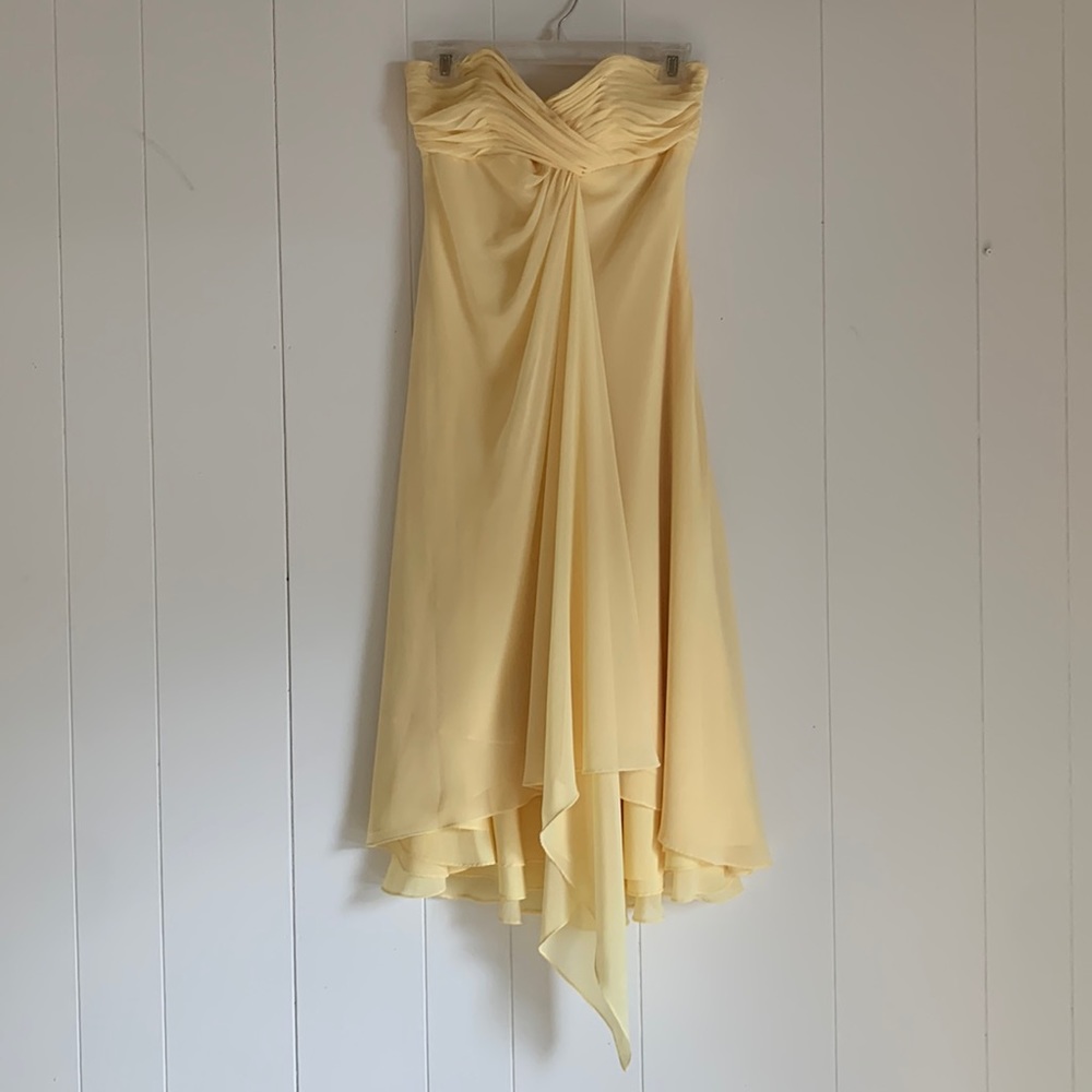 Davids bridal size small strapless yellow bridesmaid dress
